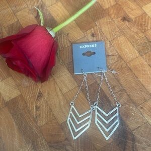 Express Silver Chevron Drop Earrings